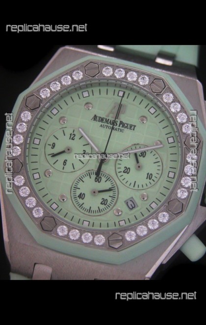 Audemars Piguet Royal Oak Offshore Lady Alinghi Swiss Watch in Light Green Dial