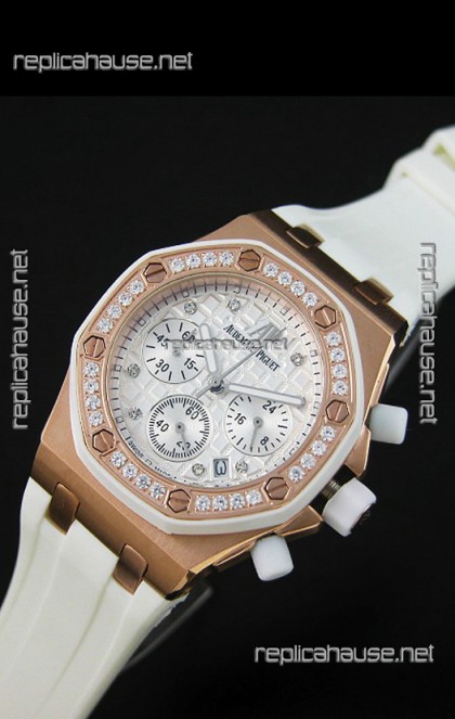 Audemars Piguet Royal Oak Offshore Lady Alinghi Swiss Watch in White Checkered Dial