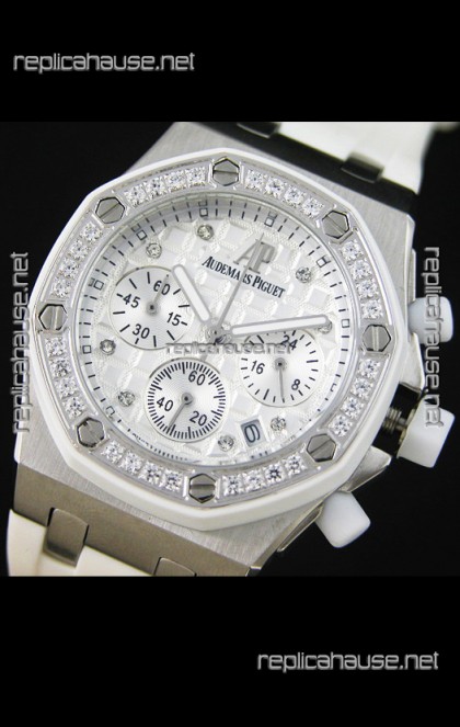 Audemars Piguet Royal Oak Offshore Lady Alinghi Swiss Watch in White Checkered Dial