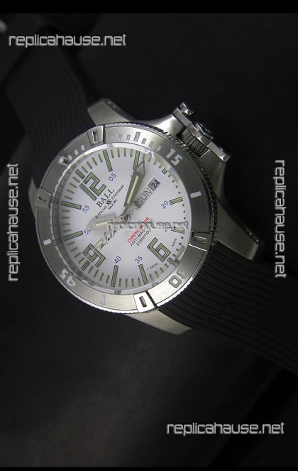 Ball Hydrocarbon Spacemaster Automatic Day Date Rubber Strap in White Dial - Original Citizen Movement 