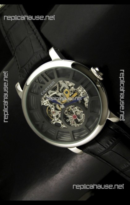 Cartier Ronde de Japanese Replica Watch in Skelton Grey Dial