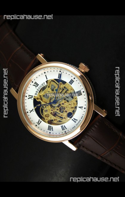 Breguet Classique Japanese Automatic Watch in Gold Skeleton Dial - Roman Hour Numerals