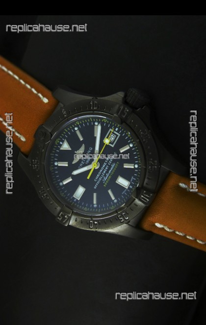 Breitling Seawolf PVD Coated Swiss Watch in Brown Strap