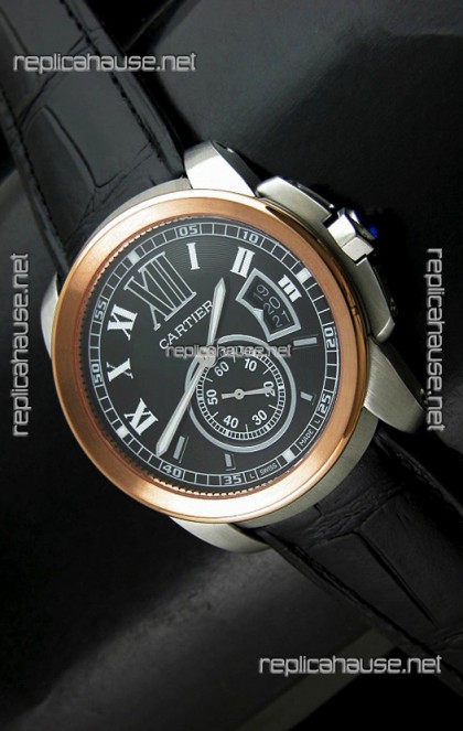 Cartier Calibre de Japanese Replica Watch in Black Dial