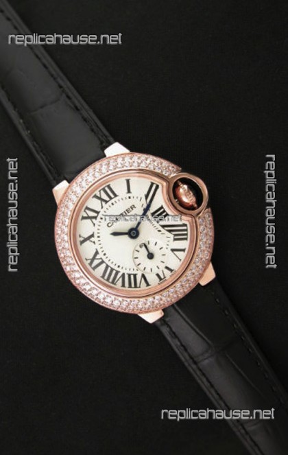 Cartier Swiss Ladies Replica Watch in Rose Gold Casing