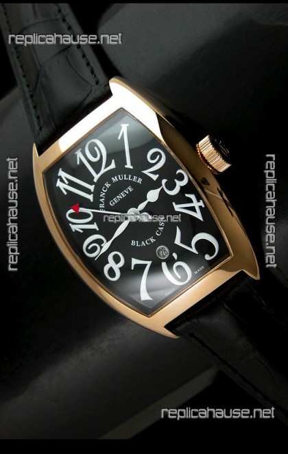 Franck Muller Geneve Casablanca Japanese Rose Gold Watch in Black Dial