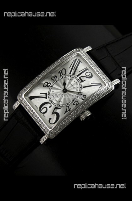 Franck Muller Long Island Japanese Replica Watch in Silver White Dial