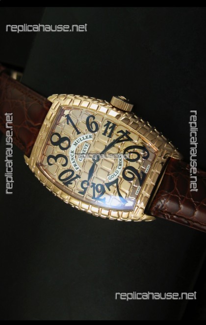 Franck Muller Casablanca Gold Croco Watch in Gold Case