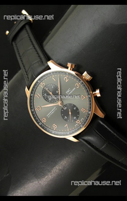 IWC Portuguese Chronograph Swiss Watch in Pink Gold Casing