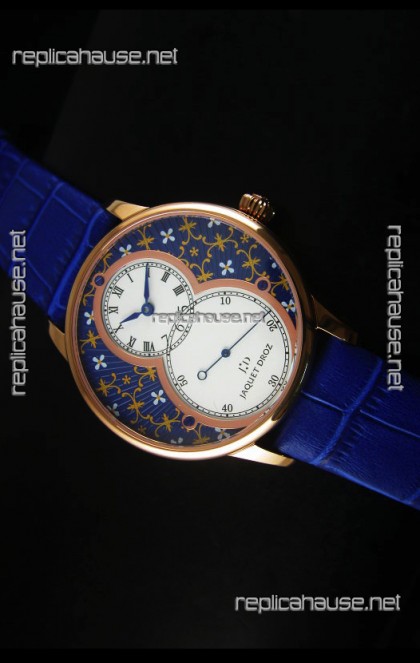 Jaquet Droz Grande Seconde Watch Rose Gold Blue Grand Feu paillonné-enameled Dial