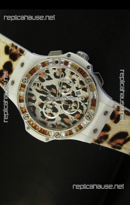 Hublot Big Bang White Zebra Bang Edition in White PVD Case 34MM Watch