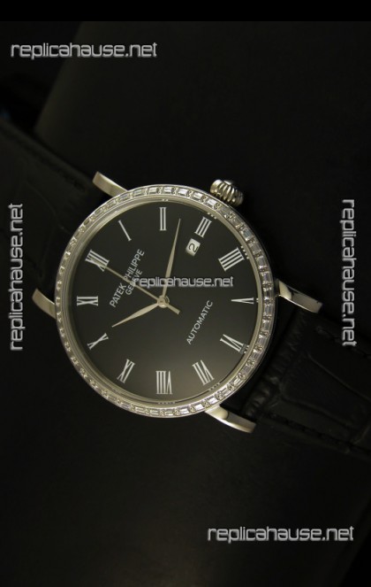 Patek Philippe Calatrava 5120 Swiss Replica Watch in Steel Casing - Roman Hours