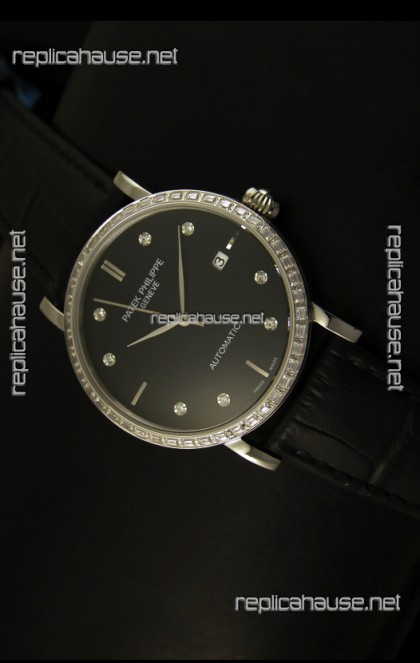 Patek Philippe Calatrava 5298 Swiss Replica Watch in Steel Casing - Diamonds Hours
