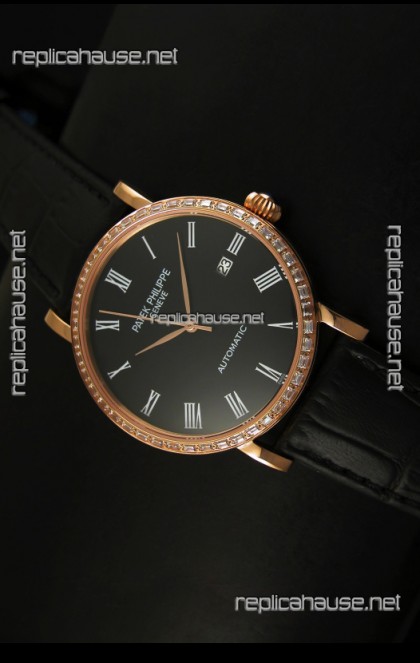 Patek Philippe Calatrava 5298 Swiss Replica Watch in Pink Gold Casing - Roman Hours
