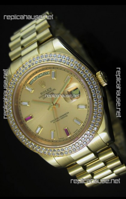 Rolex Day Date II 41MM Swiss Replica Watch - Gold Dial - 1:1 Mirror Replica Watch 