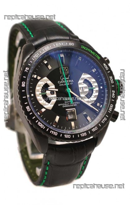 Tag Heuer Grand Carrera Japanese Replica PVD Watch in Black