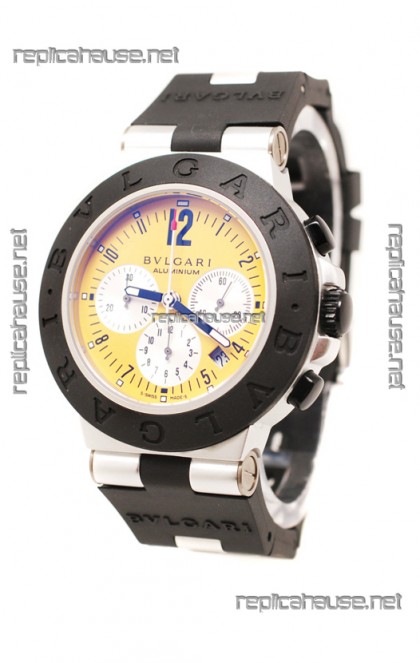 Bvlgari Aluminium Automatic Watch in Yellow Dial