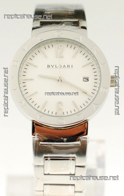 Bvlgari Quartz Japanese Steel Watch in White Dial