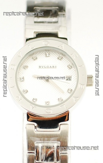 Bvlgari Quartz Japanese Steel Watch in White Dial