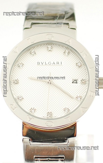 Bvlgari Quartz Japanese Steel Watch in Diamond Markers