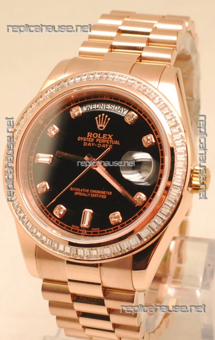 Rolex Day Date II Rose Gold Japanese Replica Watch