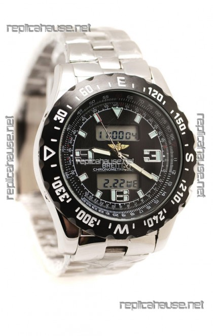 Breitling Chronograph Chronometre Replica Steel Watch in Ceramic Bezel