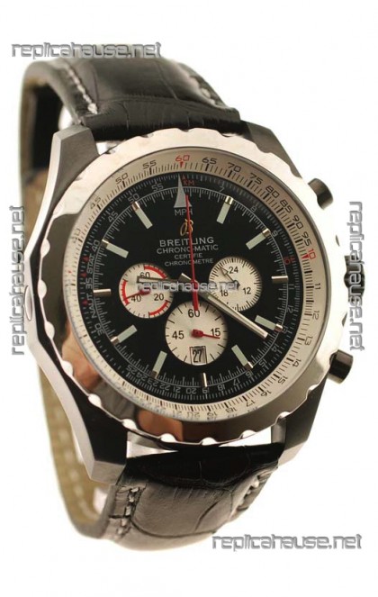 Breitling Chrono-Matic Chronometre Japanese Replica Watch in Black Strap