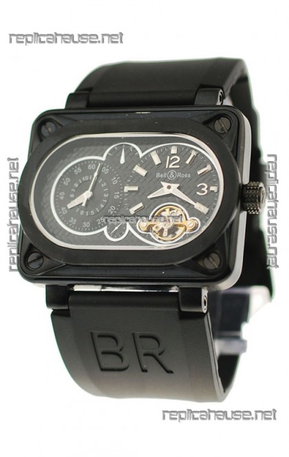Bell and Ross BR Minuteur Tourbillon PVD Japanese Watch in Black Dial