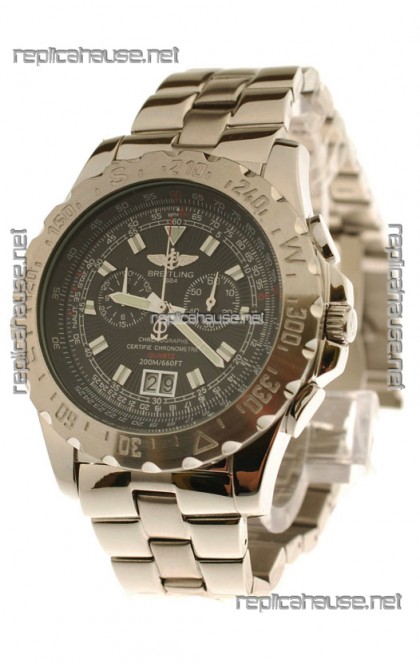 Breitling Chronograph Chronometre Japanese Watch in Black Dial