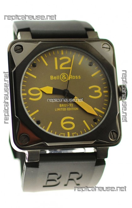 Bell and Ross BR01-92 Limited Edition Japanese PVD Watch in Yellow Markers