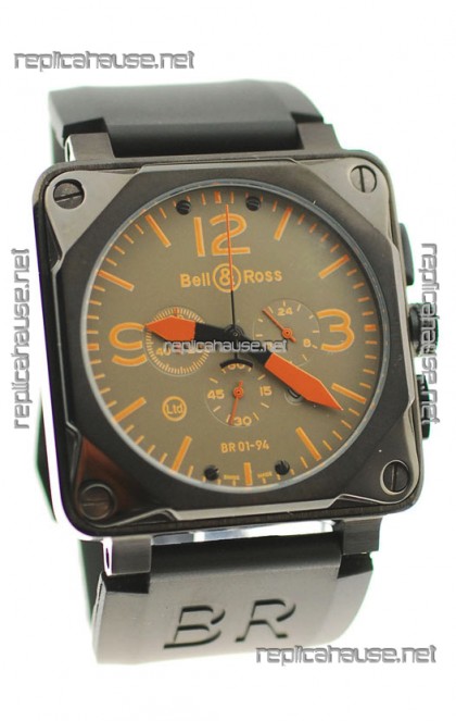 Bell and Ross BR01-94 Edition Japanese PVD Watch in Orange Markers
