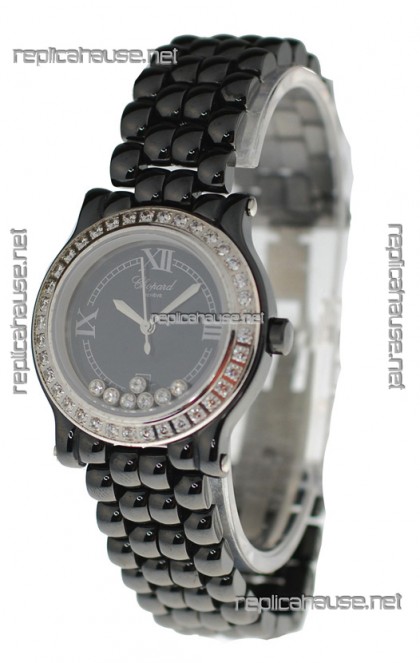 Chopard Happy Sport Ladies Japanese Black Ceramic Watch