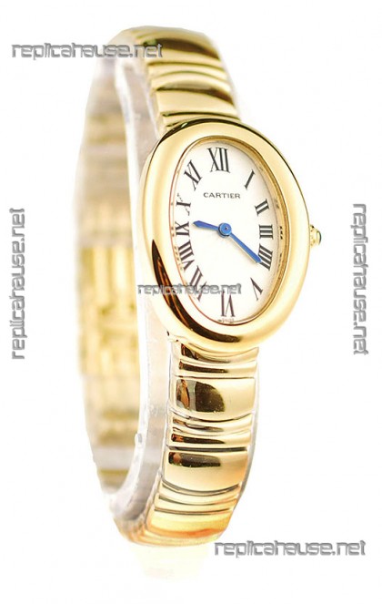 Cartier Baignoire Ladies Japanese Replica Gold Watch