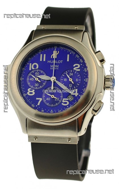 Hublot MDM Chronograph Swiss Replica Watch in Blue Dial