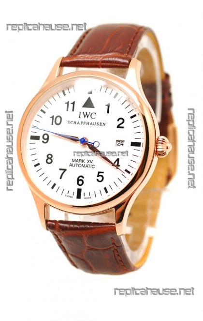 IWC Portugese Automatic Gold Replica Watch in White Dial