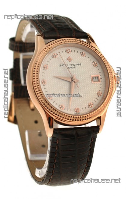 Patek Philippe Geneve Replica Pink Gold Watch 