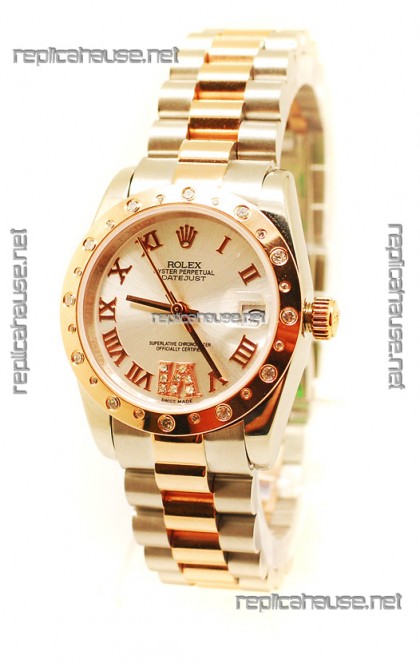 Rolex Datejust Two Tone Rose Gold Swiss Replica Watch - 36MM