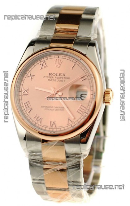 Rolex Day Date Two Tone Japanese Watch in Pink Gold Dial