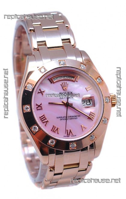 Rolex Day Date Pink Mother of Pearl Japanese Replica Watch