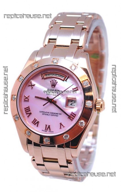 Rolex Day Date Pink Mother of Pearl Swiss Replica Watch