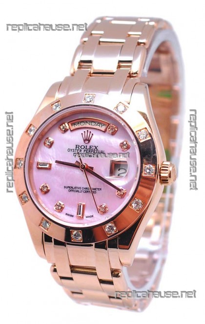 Rolex Day Date Pink Mother of Pearl Swiss Replica Watch