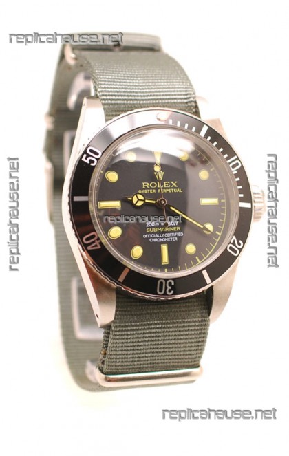 Rolex Submariner Swiss Watch Grey Nylon Strap Watch
