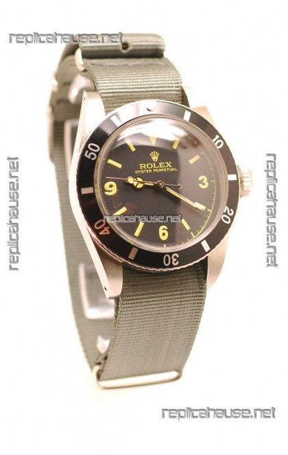 Rolex Submariner Swiss Watch Grey Nylon Strap Watch