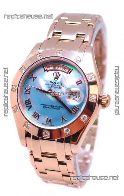 Rolex Day Date Blue Mother of Pearl Swiss Replica Watch