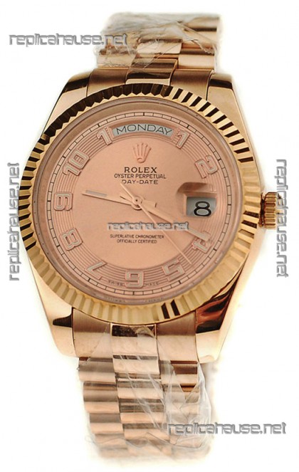 Rolex Day Date Pink Gold Swiss Replica Watch