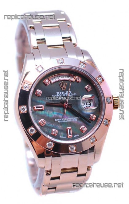 Rolex Day Date Black Mother of Pearl Japanese Replica Watch