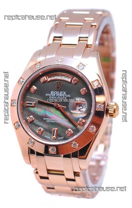 Rolex Day Date Black Mother of Pearl Swiss Replica Watch