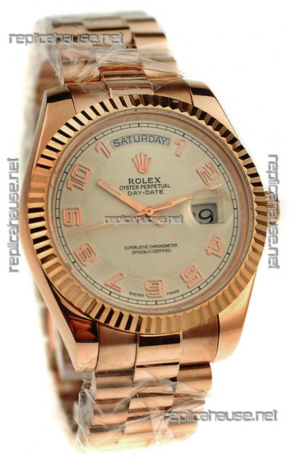 Rolex Day Date Pink Gold Swiss Replica Watch