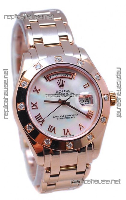 Rolex Day Date White Mother of Pearl Swiss Replica Watch