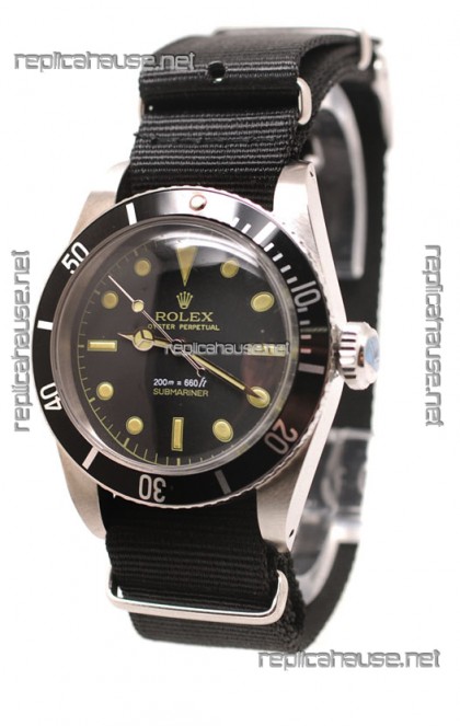 Rolex Submariner Swiss Watch Black Nylon Strap Watch